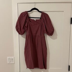 Melrose and Market Puff Sleeve Mini Dress in Deep Red